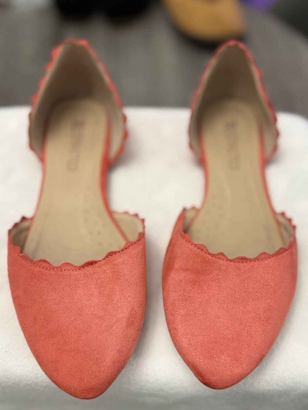 Restricted Coral Scalloped Pointed D'Orsay Flats